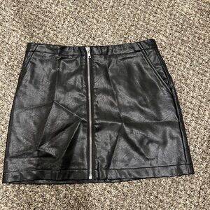 Black Faux Leather Skirt